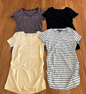 Lot Of 4 Maternity Short Sleeve Shirts Tops Gap Pure Body A Pea In The Pod Small • $12