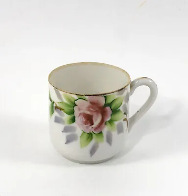 Violet China Miniature Cup Porcelain White Gold Trim Hand Painted Floral Vtg • $6.49