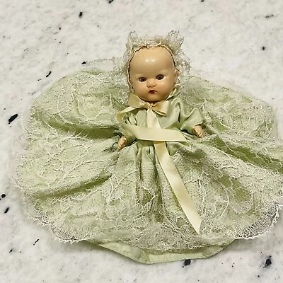 Vintage A Hollywood Doll Co Lullaby Series Baby Doll Green Dress Sleepy Eyes 5” • $39.99