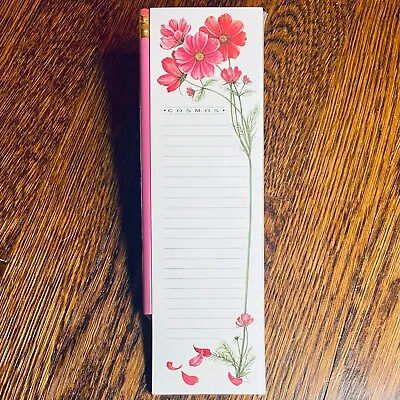 Wellspring Cosmos 2.75x9.5  Magnetic Note Pad Pink Pencil Made In USA *NOS*VTG* • $7.85