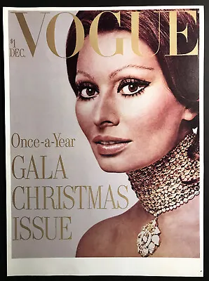 Sophia Loren Vogue Fashion Magazine December 1970 Cover Poster Christmas Gala! • $39.99