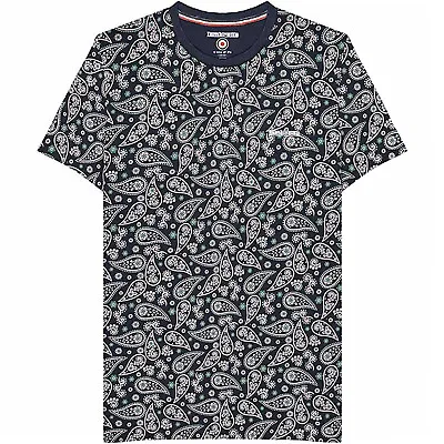 Lambretta Mens Paisley All Over Print Short Sleeve Crew Neck T-Shirt Top Tee • £12.80