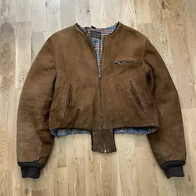 Vintage 1940’s Windward Suede Horsehide Cropped Leather Jacket Montgomery Ward • $149.99