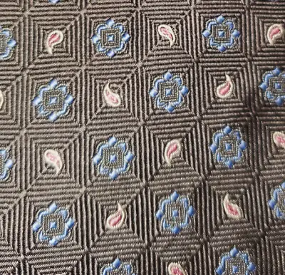 BROOKS BROTHERS ~MENS SILK DRESS TIE ~ GRAY W/ BLUE MEDALLION PINK PAISLEY ~ 60  • $19.99