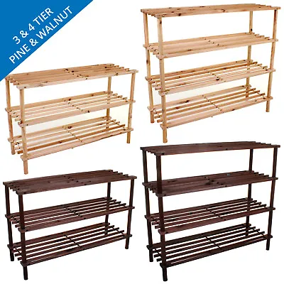 £8.99 • Buy Wooden Shoe Rack Shoe Storage Unit Organiser Portable Storage Stand Trainers