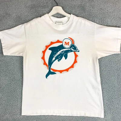 $19.74 • Buy Vintage Miami Dolphins Shirt Men Large Chalk Line 90s NFL Football Single Stitch