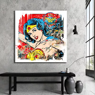 Wonder Woman Print On Stretched Canvas Prints Grafitti Abstract Art Cartoon • $72.45