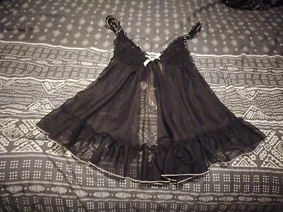 NWT  Victoria Secret Sexy Lingerie Nighty Teddie Large Black & Pink  • $25