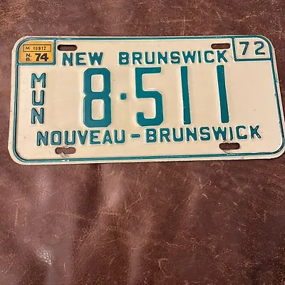 1972 New Brunswick MUNICIPAL License Plate 🇨🇦 Canadian 8 511 MUN Canada • $25.75