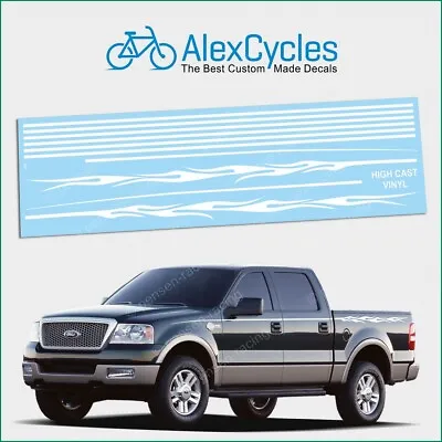 Ford F 150 250 350 Harley Davidson Style Solid White Flame Stripe Sticker Decals • $71