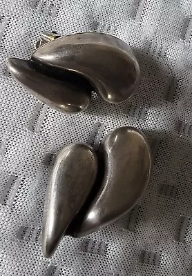 Mexican Silver Vintage Double Teardrop Clip On Earrings Over 13g • $24.95
