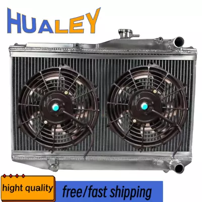 2ROW Aluminum Radiator+FAN For 1983-1987 1984 85 TOYOTA COROLLA AE86 4AGE GTS MT • $200