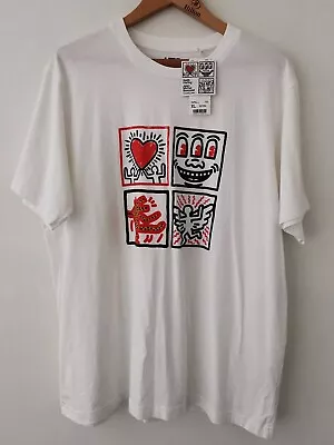 BNWT Uniqlo X Keith Haring / Basquiat Crossing Lines Print T-Shirt Size XL * NEW • £22.50