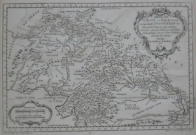 Original 1752 Bellin Map NORTHERN INDIA Bengal Kashmir Delhi Punjab Jaisalmer • $124.99