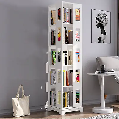 $110.09 • Buy 5 Tier 360° Rotating Bookshelf Organizer Floor Standing Storage Shelf Showcase
