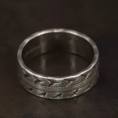 VTG Sterling Silver - ART DECO WS 6mm Etched Pebbled Band Ring Size 6 - 3g • $2.99