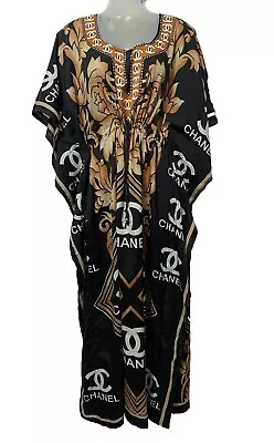 Black Sundress Women Boho Kaftan Kimono Maxi Dress Beach Holiday Size Loose Long • $13.04