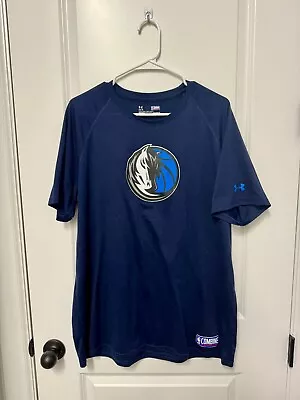 Under Armour Heatgear Dallas Mavericks NBA Combine Shirt Blue Navy Mens Large • $10.95