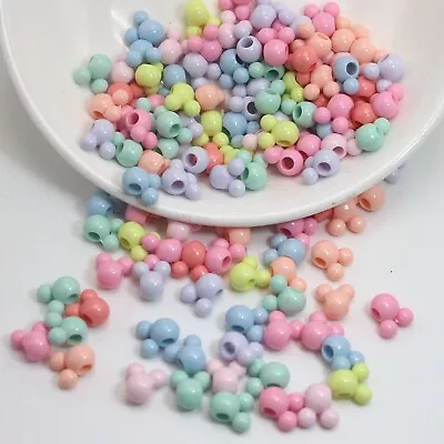 300pcs Mixed Pastel Color Acrylic Mouse Face Beads 8mm Jewelry Making • $3.29