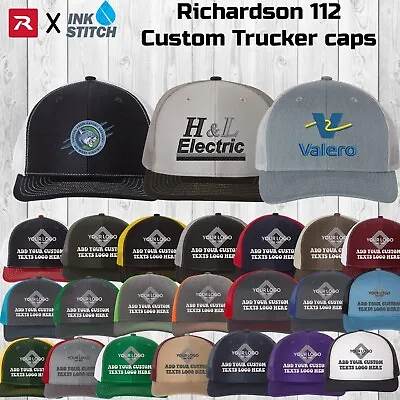 Ink Stitch Richardson 112 Custom Logo Texts Stitching Logo TextsTrucker Caps • $24.99