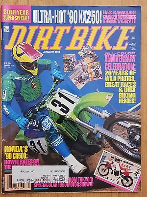 Dirt Bike January 1990 Vintage Motocross Magazine HOT PINK Honda CR500 KX250 MX • $11