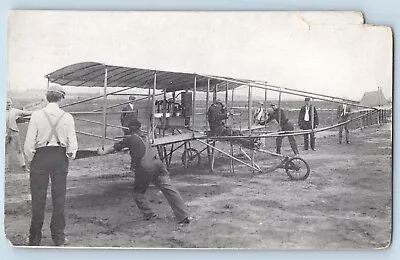 Airplane Postcard Early Flight Aviation People Scene C1910's Unposted Antique • $29.95