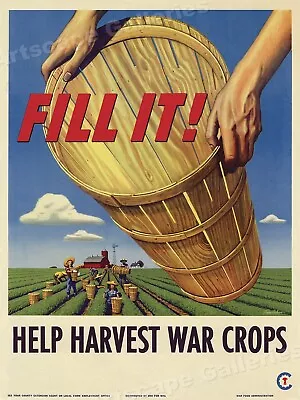 1940s Harvest War Crops - Victory Garden WW2 Farming Poster - 20x28 • $16.95