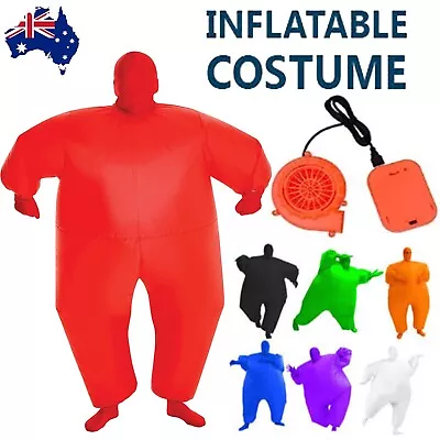 Inflatable Suit Sumo Fancy Dress Fan Operated Costume Fat Masked Blow Up Chub AU • $43.99