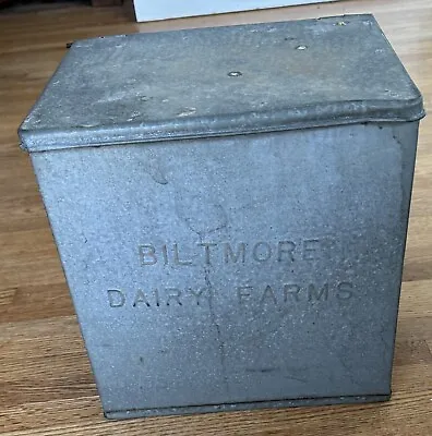 Vintage Milk Box Biltmore Dairy Farms Galvanized Metal Asheville NC • $79.95