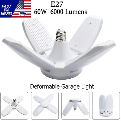 E27 LED Garage Light Bulb 60W Deformable Ceiling Fixture Lights Workshop Lamp  • $10.39