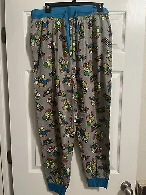 Super Mario Sleep Pants Mens Adult Size Large L 32x27 Cotton Blend Cuffed • $15