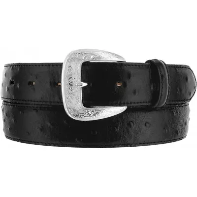 Tony Lama Men's Ostrich Print 1 3/8  Black Dress Belt 1373L • $64