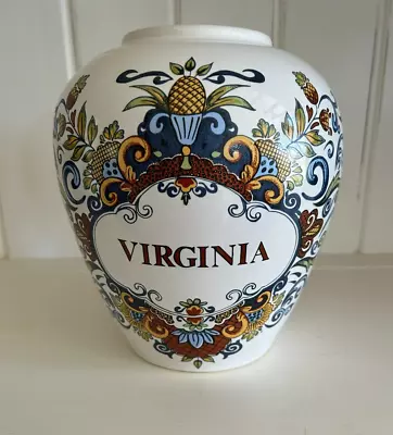 Vintage Olde Virginia Jar Co Tobacco Jar Delft Reproduction Of Holland Jar • $39.99