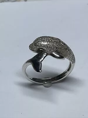 Vintage Kabana Textured Dolphin Wrap Ring Size 7 Sterling Silver 925 • $24.95