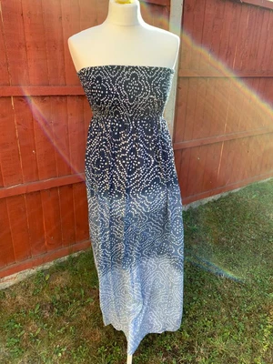 £44.99 • Buy HARVEY NICHOLS Blue, White Bandeau Dress, Size 12-14, Dip Dye, Spotty - BNWT