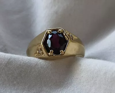 Men’s Ruby Diamond Yellow Gold Ring • $245