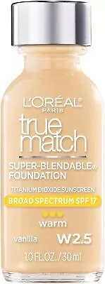 L'Oreal Paris True Match Liquid Foundation Makeup W2.5 Vanilla 1 Fl Oz - Old • $9.26