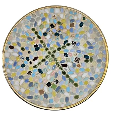 Vintage Mosaic Plate Decorative Tile Stone Pastel Beach Decor • $19.99