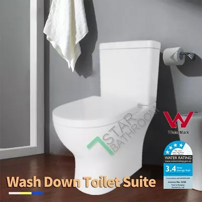 Wall Faced White Skew Trap Tornado Dual Flush Toilet Suite Heavy Duty Soft Seat • $645.34