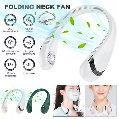 Neckband Fan Bladeless Lazy Neck Hanging Cooler USB Rechargeable Portable Fan UK • £9.30