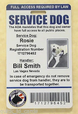 $19.95 • Buy Custom ID Card / Badge For Service Dog Certified Working Dog Service Animal 6