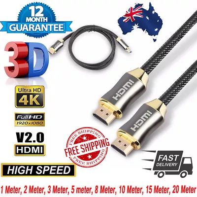 Gold Plated Premium HDMI Cable 4K Ultra HD V2.0 3D High Speed Ethernet 1m~20m Au • $12.99