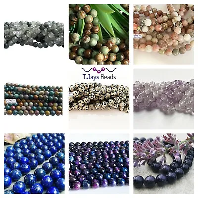 8mm Semi Precious Gemstone Rounds Beads For Jewellery Making (app. 46-50 Beads) • £10.64