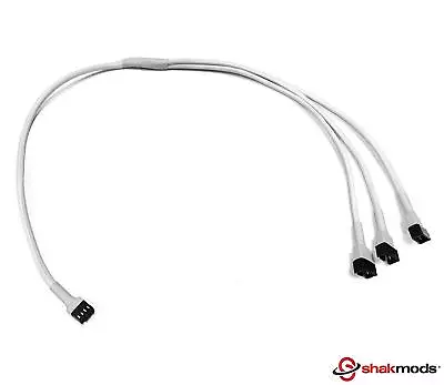 4pin Fan Pwm White Sleeved Y 3 Ways Splitter Extension Cable 60cm • $8.62