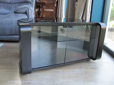 £40 • Buy Tv Stand Cabinet Dark Wood / Tinted Glass Semi-circular To Suit Corner Situation
