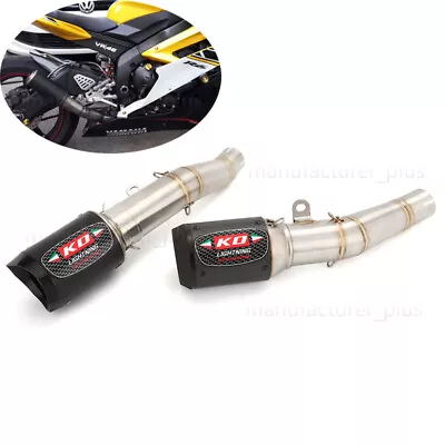 For Yamaha YZF R6 2006-2024 Exhaust Tips Mid Pipe Slip On 61mm Muffler Carbon • $130.09