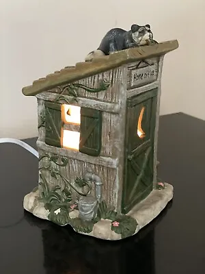 Home Office Night Light Ceramic Outhouse Raccoon W/ Light Cord  • $25