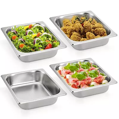 4 Pack Hotel Pans Half Size 2.5  Deep 1/2 Size Stainless Steel Steam Table Pan B • $37.23