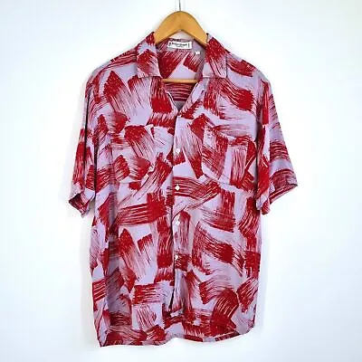 Vintage Yves Saint Laurent Shirt Men's Blue Red Abstract Print Chemises Small • £55