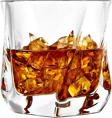 Crystal Whiskey Glass Twisted Whiskey Glasses 2 Pcs Old Fashioned Liquor Glasses • $17.99